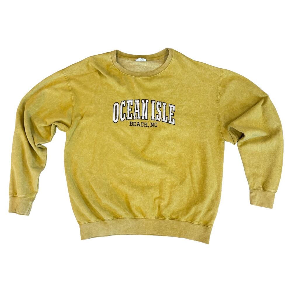 Embroidered Yellow Ocean Isle Beach Crew-Neck Sweatshirt